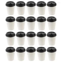 Copos descartáveis palhas 50pcs tampas caneca papel takeaway tratado com café térmico