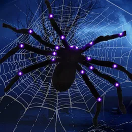 Dekorativa objekt Figurer 30 150 cm Halloween dekoration spindel överdimensionerad lysande led plysch jätte webbhem bar Haunted House Prop Holiday Decor 230901