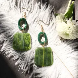 Dangle Earrings Boho Green Water Drop Long Square Acrylic Women Romantic Party Jewelry Pendientes De La Borla