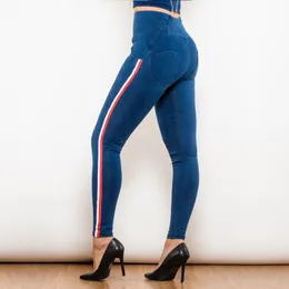 Shascullfites Melody-pantalones vaqueros sexys para mujer, Jeggings de mezclilla azul oscuro para gimnasio, Vaqueros ajustados a rayas de cintura alta a la moda