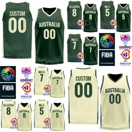 Tryckt 2023 VM Basketball Australien 2 Matisse Thybulle tröjor 26 Duop Rath Ben Simmons 25 6 Andrew Bogut 8 Matthew Dellavedova 6 Josh Green National Team