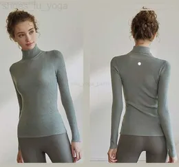 Lu Women Yoga Sweter wysoki kołnierzyka Koszula jesienna Zimowa wełna wełna długie rękaw wewnętrzny zużycie fitness zużycie odzieży sportowej