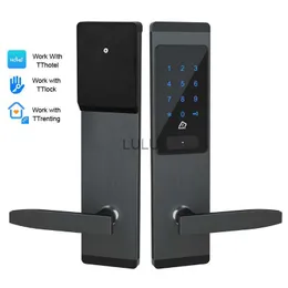 Zamki drzwi czarny kolor JCBL620 Elektroniczny inteligentny cyfrowy blokada drzwi cyfrowych aplikacja Bluetooth Inteligentna kombinacja pomocy blokady NFC Gate House HKD230902