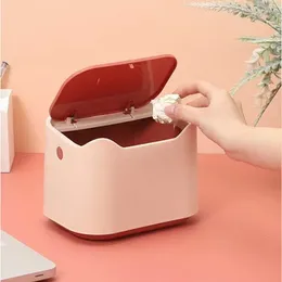 Waste Bins Mini Desktop Bin Small Trash Can Tube Cover Bedroom Garbage Office Paper Home Storage Bucket 230901