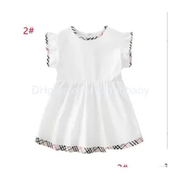 Mädchen Kleider Baby Kleid Baumwolle Kinder Reißverschluss Kurzarm Nettes Mädchen Plaid Rock Kinder Kleidung Prinzessin Kleidung Drop Lieferung Matern DHV9Y