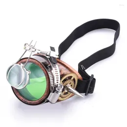 Impreza dostarcza steampunk gogle Halloween jednooki gogle spawanie kolce koła gotyckie gotyckie szklanki vintage zdejmowany cosplay szklany