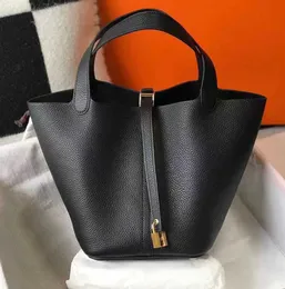 10A Mirror Top Quality Picotin lock Bag Women Purse Tote Bucket Bags Handmade Luxury Designer Handbags Classic Fashion Togo Leather Canvas Shopping Retro gold