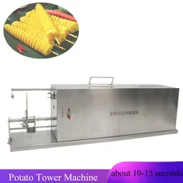 Máquina de torre de batata eficiente para fatiador espiral elétrico de batatas fritas com estiramento automático
