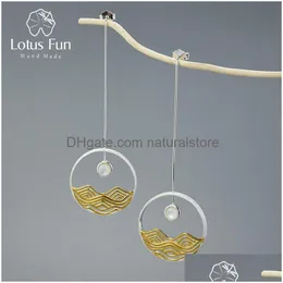 Стадеры Lotus Fun The Moonlight Design Dangle Серьги Real 925 Sier Sier Creative ручной работы ручной работы