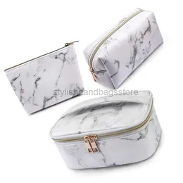 Totes 3-piece PU leather marble pattern makeup bag toilet with zipper shower organizer large capacity suitable for hotel suppliesstylishhandbagsstore