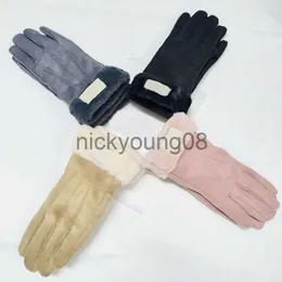 Пяти пальцев перчатки для перчаток Desiger Winter Faux The Chamois Touch Screen -экраны Glove Women Girls Warm Fleeme Full Pingeren