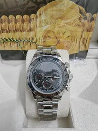 Z oryginalnym pudełkiem wysokiej jakości zegarek 40 mm 116503 116509 116520 116523 Sapphire 18K żółte złoto No Chronograph Gray Mechanical Automatyczne zegarki męskie 2024