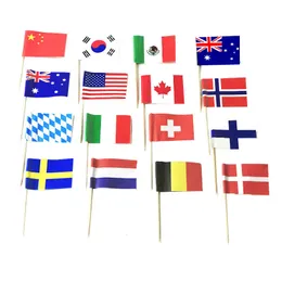 Other Event Party Supplies 100pcs National Flag Shape Picks Cake Decoration Toppers Cupcake Food Fruit Toothpick Halloween Festival Birthday 230901