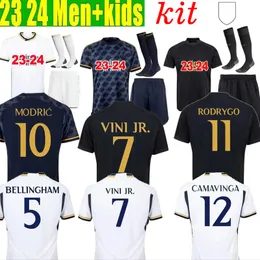 Men Kids Navy White Training Shirt 2023 2024 Bellingham Soccer Jersey Real Mad Rid Kit Vini Jr Benzema Camavinga Rudiger Modric Kroos Tchouameni Valverde Madrids