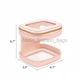 Totes Rownyeon Portable Pink Transparent PVC Square Travel Makeup makeup bag caitlin_fashion_ bags