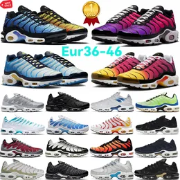 New tn plus men women running shoes Kumquat Black Marina Sunset Gradient Wild Prints Blue Graphic Prints Atlanta Rainbow mens trainers Size 36-46