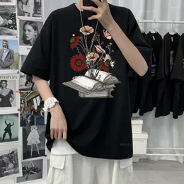 Men's T Shirts Manga Flowers Tshirts For Women Men Cartoon Cotton Gothic Graphic Tee Summer Casual Short Sleeve Oversized Top