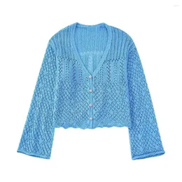 Women's Sweaters Wholesale 2023 Summer Faux Jewelry Buttons Knit Coat NN8-59243