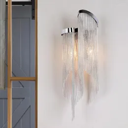 Lámparas de pared Arte moderno Lámpara de borlas decorativas El dormitorio Iluminación de cadena de aluminio E14 Luz de pasillo