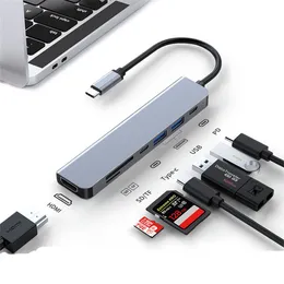 USB C HUB Type C Splitter Thunderbolt 3 Docking Station Adaptador para laptop com Macbook Air M1 iPad Pro RJ45 HDMI