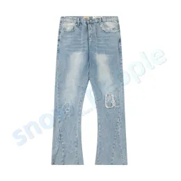 2023 Mens Designer Jeans svasati Hip Hop Spliced Jeans svasati Distressed Strappato Slim Fit Pantaloni in denim Mans Streetwear Lavato Pan jnGBvP