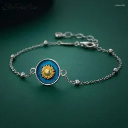 Charm-Armbänder, silberfarben, Persönlichkeit, Sonnenblumen-Damenarmband, SL100