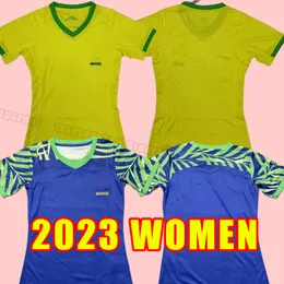 Kvinnor 2023 Soccer Jerseys Camiseta de Futbol World 2024 Cup Paqueta Neres Coutinho Brazils Football Shirt Firmino Jesus Marcelo Pele Brasil 23 24 Home Girl Away
