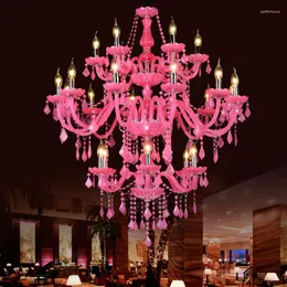 Lustres de cristal rosa lustre iluminação sala de jantar quarto lustre luminária para teto decoração de casa luminária de suspensão