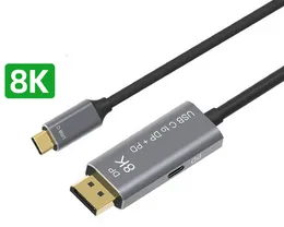 USB-C do Displayport 1,4 8K kabel z ładowaniem PD 8k60Hz 4K144Hz Thunderbolt 3 Type C do DP 1.4 Dwukierunkowy konwersja