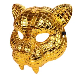 Party Masks 20cm Golden Leopard Mask Halloween Tiger Adult Party Performance Costume Prop Mask for Man Cosplay 230901