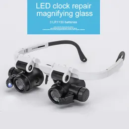 Magnifying Glasses Three-Fold Binocular Head-Wearing High-Power LED Magnifying Glass Retractable Mirror Leg Repair Maintenance Inspection Double Gl 230901