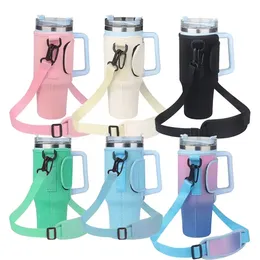 40oz Neoprene Water Bottles Pouch Holder Insulated Sports Fitness Water Bottle Sleeve Carrier Bag With Shoulder