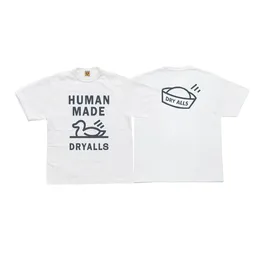 2023 verão natação patos impressos humanos feitos camisetas masculinas 100% algodão tecido confortável camiseta de manga curta para homens mulheres S-2XL Japão Tide Brand Tee