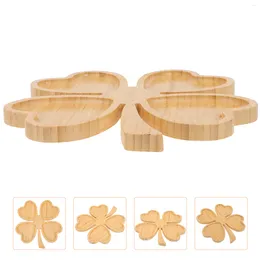 Dinnerware Sets Four-leaf Dried Fruit Plate Wood Decor Displaying Bamboo Leaves Dish Dry Holder Tray Storage Table Sushi