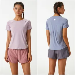 LL-108 Women Yoga Outfit Tshirts Girls Running Sports Short Sleeve Thirts Ladies Casual Compe Sportswear Trainer Gym Exercise Wear Tees