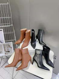 Kvinnor Verneuil Ankle Boots Luxury Designer Triomphe Harness Low Boot Fashion Leather Högkvalitativ hårdvaru Buckle High Heeled Pointed Short Boots Storlek 35-41
