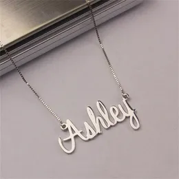 Pendant Necklaces Personalized Custom Name Stainless Steel Necklace Pendant for Women Girls Gold Box Chain Choker Handwriting Nameplate Necklace 230901