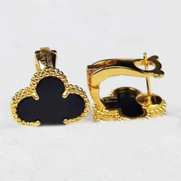 2023 Luxury Quality Charm Clip Earring med svart agatfärg i två färger pläterade har en boxstämpel PS7597B