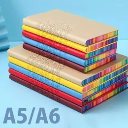 Retro A5/A6 دفتر دفتر Rainbow Side Notepad Vintage Pu Leather Note Book قرطاسية هدية مجلة المسافر