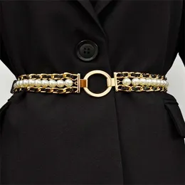 Kobiety łańcuchowe pasy mody Pasek Pasek luksusowy łańcuch damski metalowy sukienka