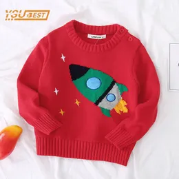 Pullover Christmas Kids Baby Boys Girls Long Sleeve Cartoon Rocket Pullover Sweaters Casual Autumn Baby Boy Girl Knit Barntröjor 230922