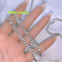 925 prata esterlina 6mm 8mm 10mm 12mm 14 mm Miami Chain Iced Out Bling Hip Hop Moissanite Diamond Cuban Colar