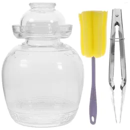 Lagringsflaskor grönsaksburk ren jäsning pickle transparent jäsning kök hushåll spannmål dispenser behållare