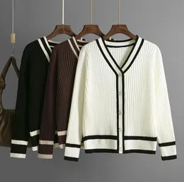 Kvinnors tröjor 2023 Autumn/Winter New Fashion Long Sleeve Color Matching Women's Knitwear Loose Women's Sweater