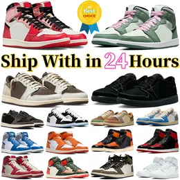 Jumpman 1 High Basketball Shoes 1s Dutch Green Lost عثر على عكس Mocha Black Phantom Bred Patent Tan Gum Sbostidian Men Women أحذية رياضية في الهواء الطلق المدربين