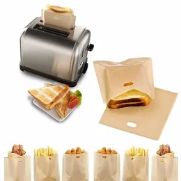 Saco de torradeira antiaderente saco de pão reutilizável saco de sanduíche de fibra de vidro torrada forno de microondas aquecimento pastelaria também