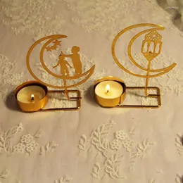 Świec Holders w stylu arabskim metalowym księżycem Golden Holder Home Festival Wedding Party Drop Ship