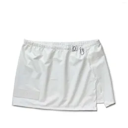 Underpants homens sexy cintura baixa cor sólida alfabeto maré dormir calças casa casual balanço saia palco decoração de metal imitação de couro s