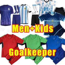 Full Kits 3 Stars Argentina Soccer Jerseys 2023 2024 Di Maria Dybala Football Shirt Aguero Maradona Montiel Martinez målvakt Home Away Men Kids