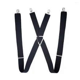 Men's Suits 1pc X Shape Mens Suspenders Wide Adjustable And Elastic Braces Pants Strap Heavy Duty With 4 Strong Clips For Male (Black)